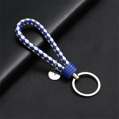 Braided PU Leather Keychain | Woven Rope Keyring with Metal Clasp | DIY Bag Charm, Key Holder & Craft Accessory