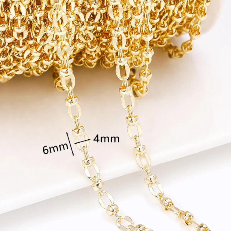 14K Gold Plated Brass Chain | Gold Jewelry Chain by the Meter | Bulk Necklace & Bracelet Chain for DIY Jewelry Making