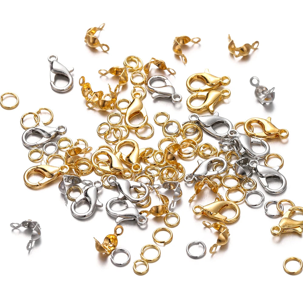 Jewelry Making Kit | Lobster Clasps, Jump Rings & Crimps Set | DIY Bracelet & Necklace Findings (210–400pcs)