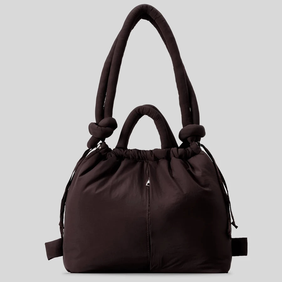 Vintage Puffer Tote Bag – Large Capacity Nylon Shoulder & Crossbody Handbag