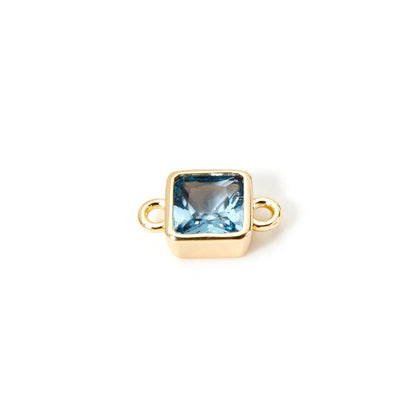 18K Gold Birthstone Connectors | Brass Square Charm Links | 2-Piece DIY Necklace, Bracelet & Earring Jewelry Findings