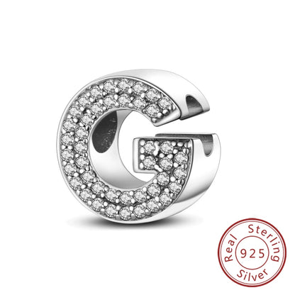 925 Sterling Silver A–Z Alphabet Charms | Initial Letter Beads for Charm Bracelets | DIY Jewelry Gift for Women