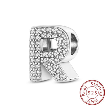 925 Sterling Silver A–Z Alphabet Charms | Initial Letter Beads for Charm Bracelets | DIY Jewelry Gift for Women