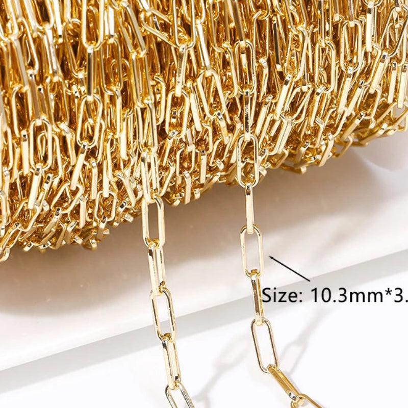 14K Gold Plated Brass Chain | Gold Jewelry Chain by the Meter | Bulk Necklace & Bracelet Chain for DIY Jewelry Making