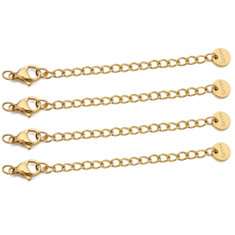 Stainless Steel Extension Chains with Lobster Clasps | 10pc Necklace & Bracelet Extenders | DIY Jewelry Making Findings