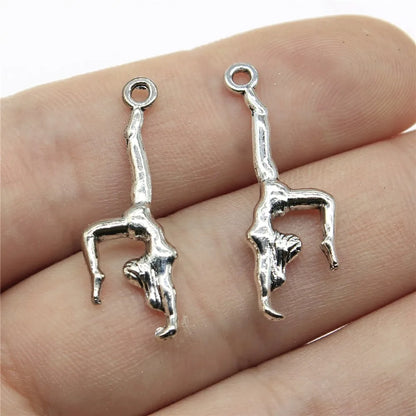 20pcs Charms Gymnastics Antique Silver Color Gymnastics Charms Jewelry Findings DIY Gym Charms Sport Wholesale
