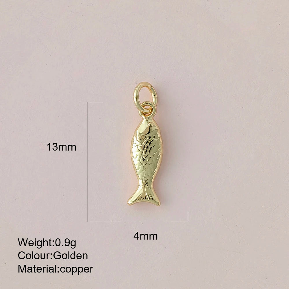 Cute Fish Charms | Gold Color Animal Pendants | Boho Charms for Earrings, Bracelets, Necklaces, Keychains & DIY Jewelry Making
