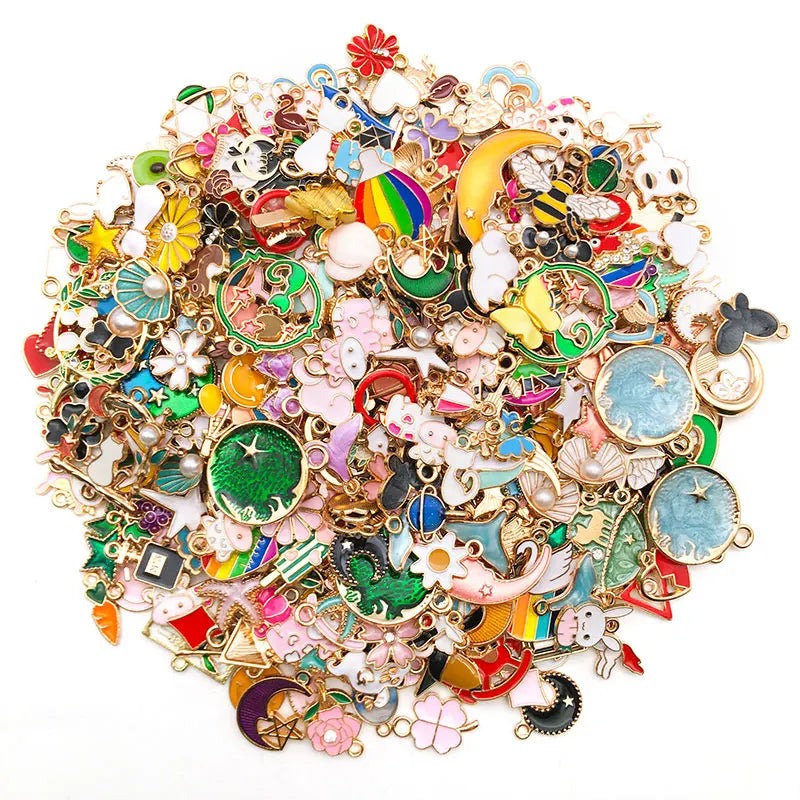 Gold Enamel Jewelry Charms Mix | 20, 30 & 50 Piece DIY Charm Set | Assorted Pendant Charms for Bracelets, Necklaces, Earrings & Crafts