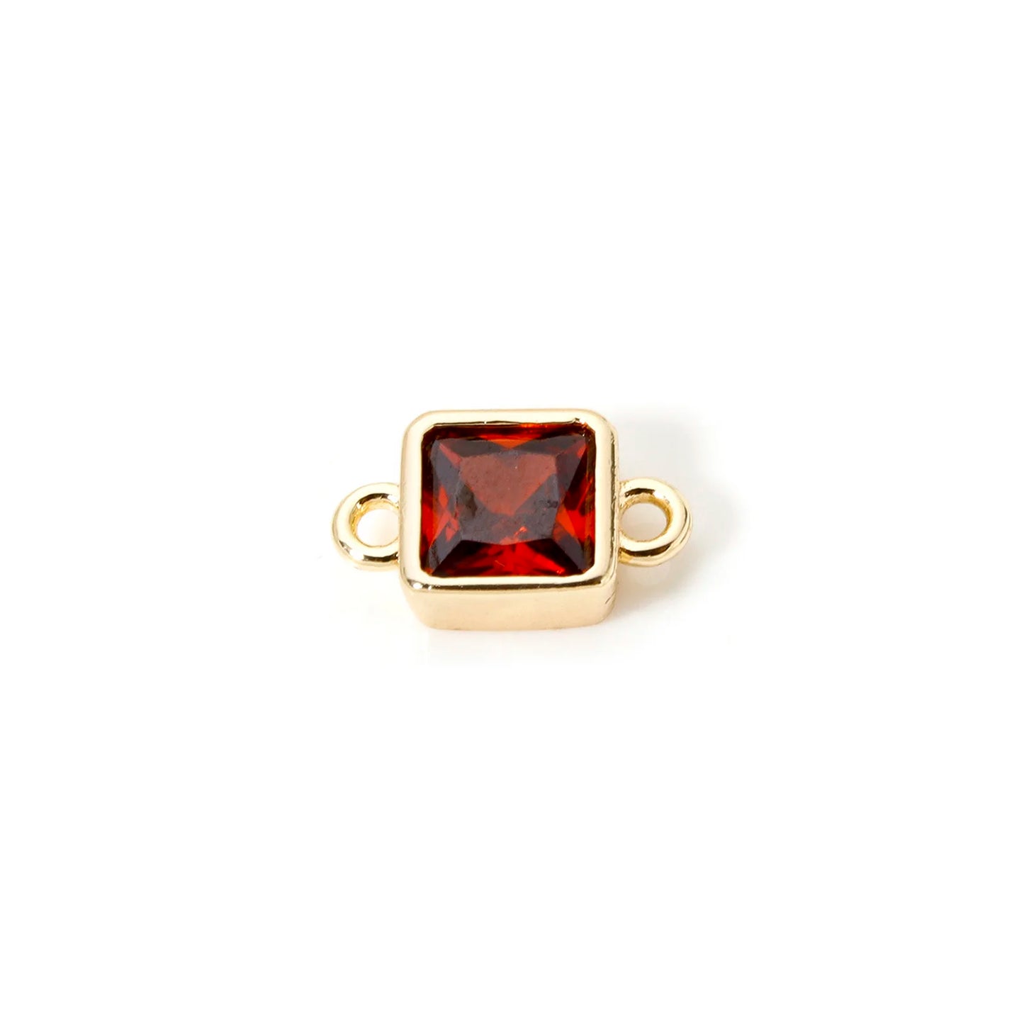 18K Gold Birthstone Connectors | Brass Square Charm Links | 2-Piece DIY Necklace, Bracelet & Earring Jewelry Findings