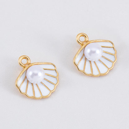 Ocean Charms | 10 White Enamel Sea Life Pendants | Shell, Coral, Fish & Heart DIY Jewelry Supplies