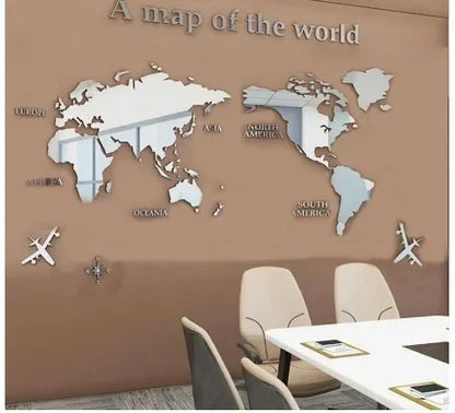1Pc World Map Wall Stickers Acrylic Creative 3D TV backdrop Wallpaper Decoration Home Living Room Office Interior Decorative