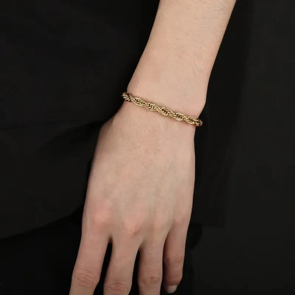 4mm Sterling Silver Chain Bracelet | 8 Inch 925 Stamped Bracelet | Gold or Silver Color Charm Bracelet for Jewelry Making