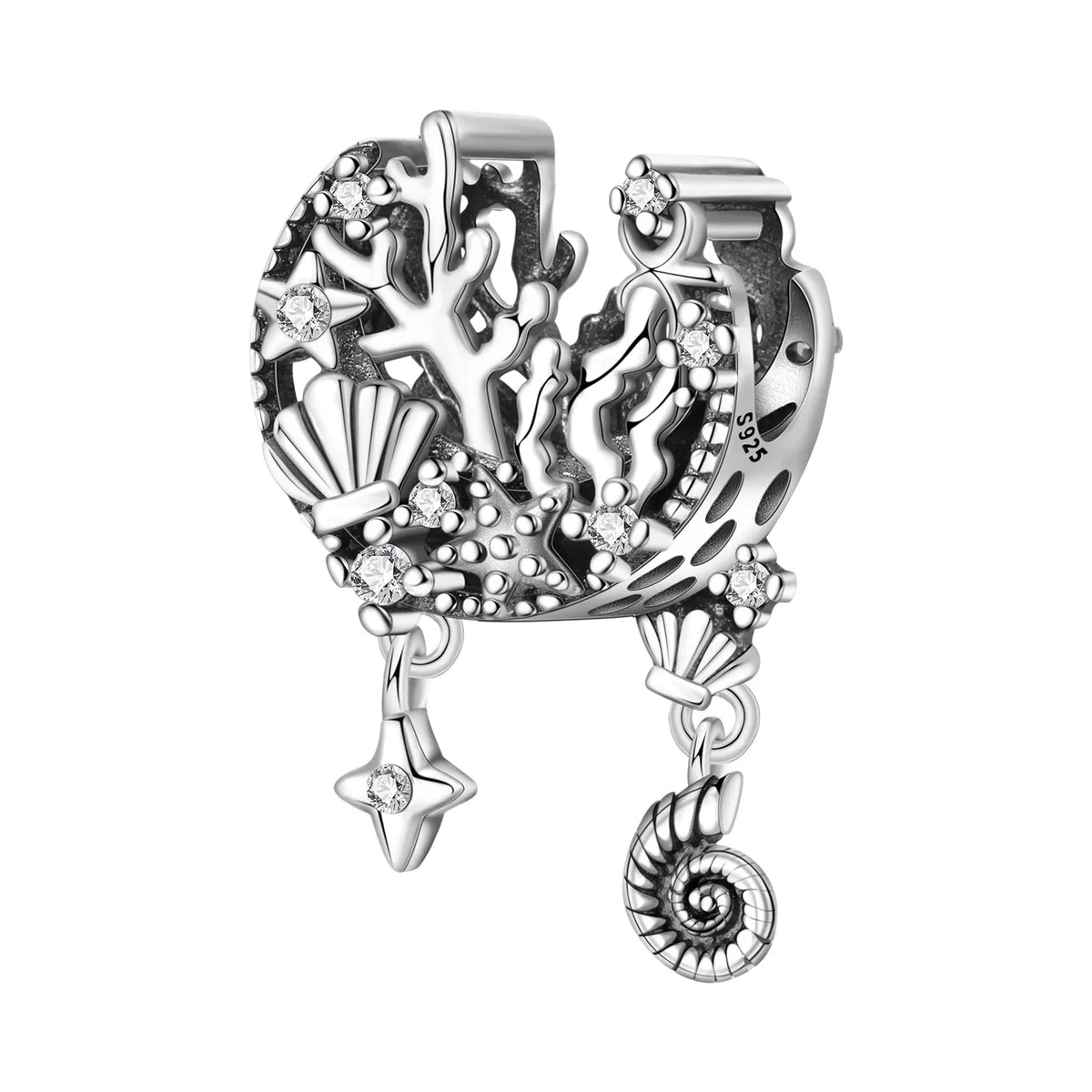 925 Sterling Silver Simple Versatile Cartoon Fish Tail Original Pendants Bracelet Charms Fit Jewelry Party Beads DIY Fine Gifts