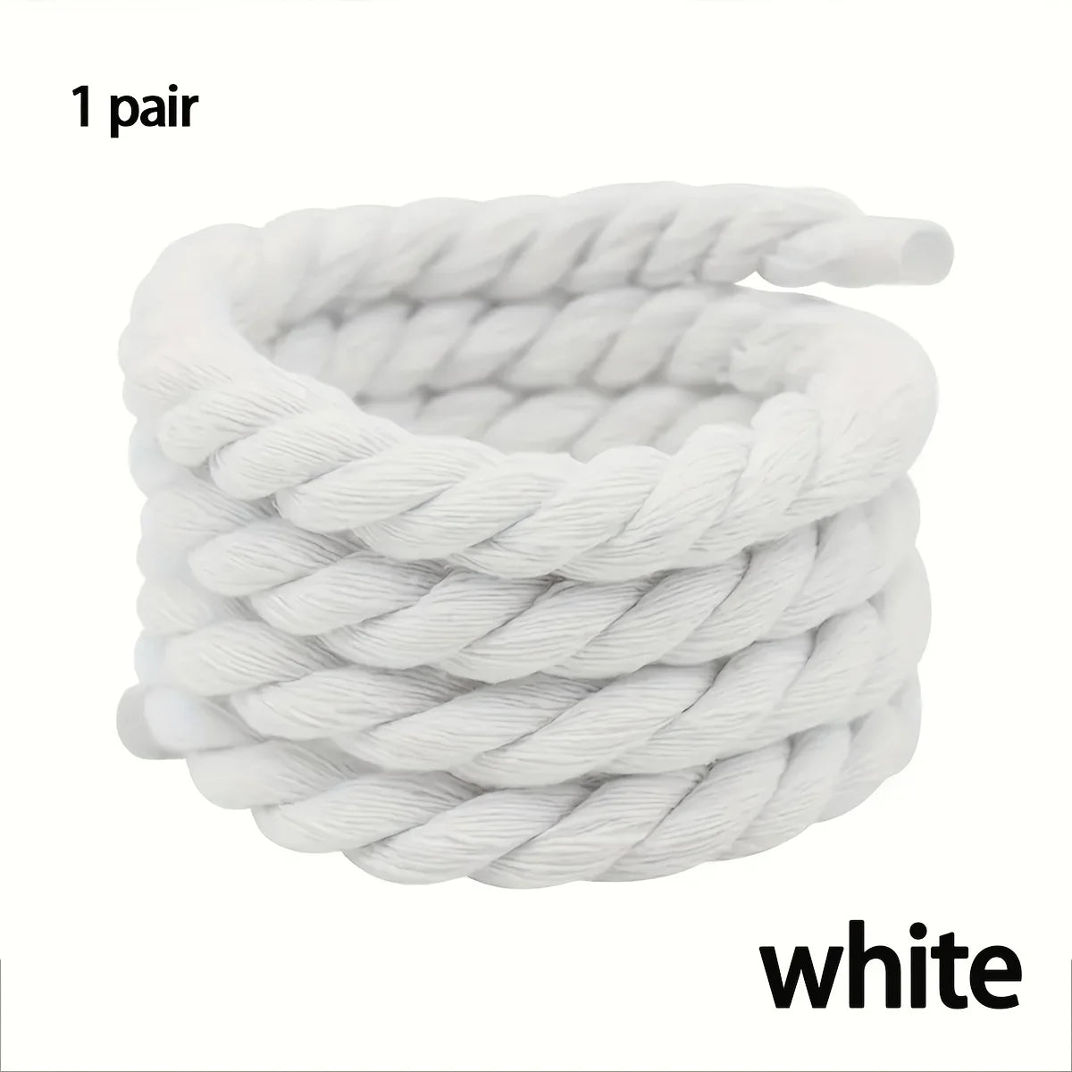 White rope coiled on a white background with 'white' text.