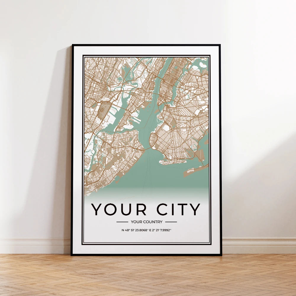Custom Personalized City And County Map World Cover Gift Wall Art Printing Picture Living Room Bedroom Home Decoration