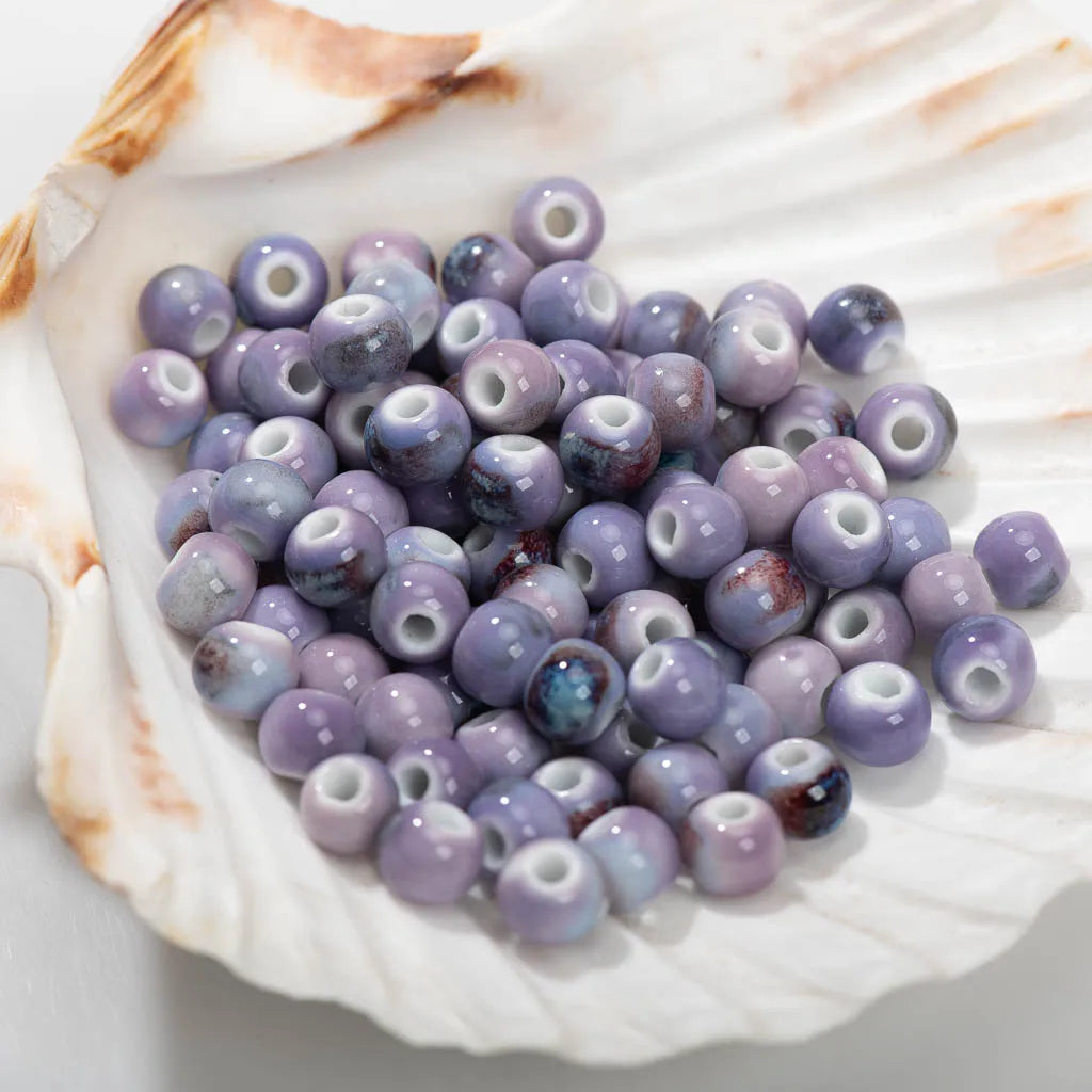 Multi-color Ceramic Beads 6mm | Speckled Porcelain Round Beads | 100pc Bracelet & Necklace Beads | DIY Jewelry Making Supplies