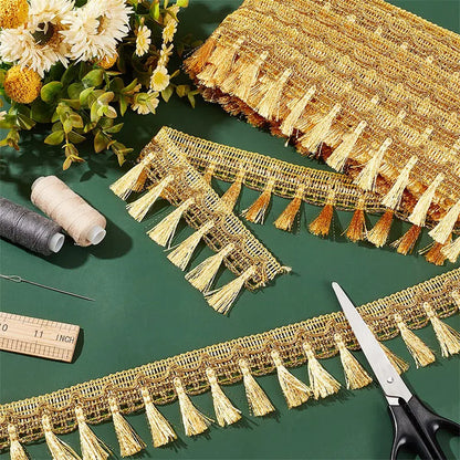 Gold & Silver Fringe Tassel Trim | 5 Yard Metallic Fringe Lace Ribbon | Sewing Trim for Clothing, Costumes, Curtains & DIY Crafts #FringeTrim #SewingSupplies