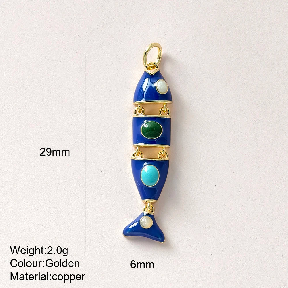 Cute Fish Charms | Gold Color Animal Pendants | Boho Charms for Earrings, Bracelets, Necklaces, Keychains & DIY Jewelry Making