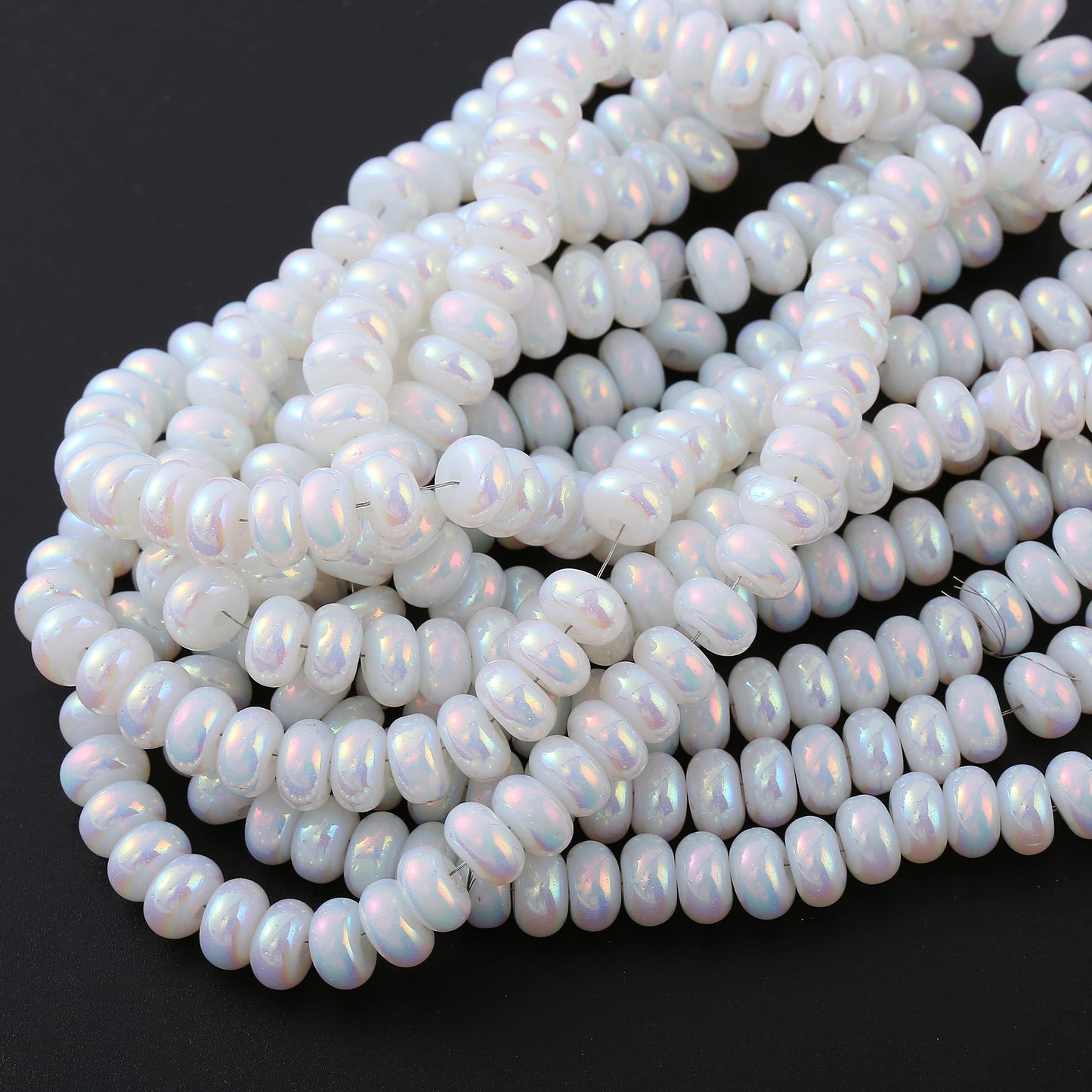76-Piece Glass Wheel Beads | 5x8mm Crystal Rondelle Spacer Beads | DIY Jewelry Making, Bracelets, Necklaces &amp; Earrings