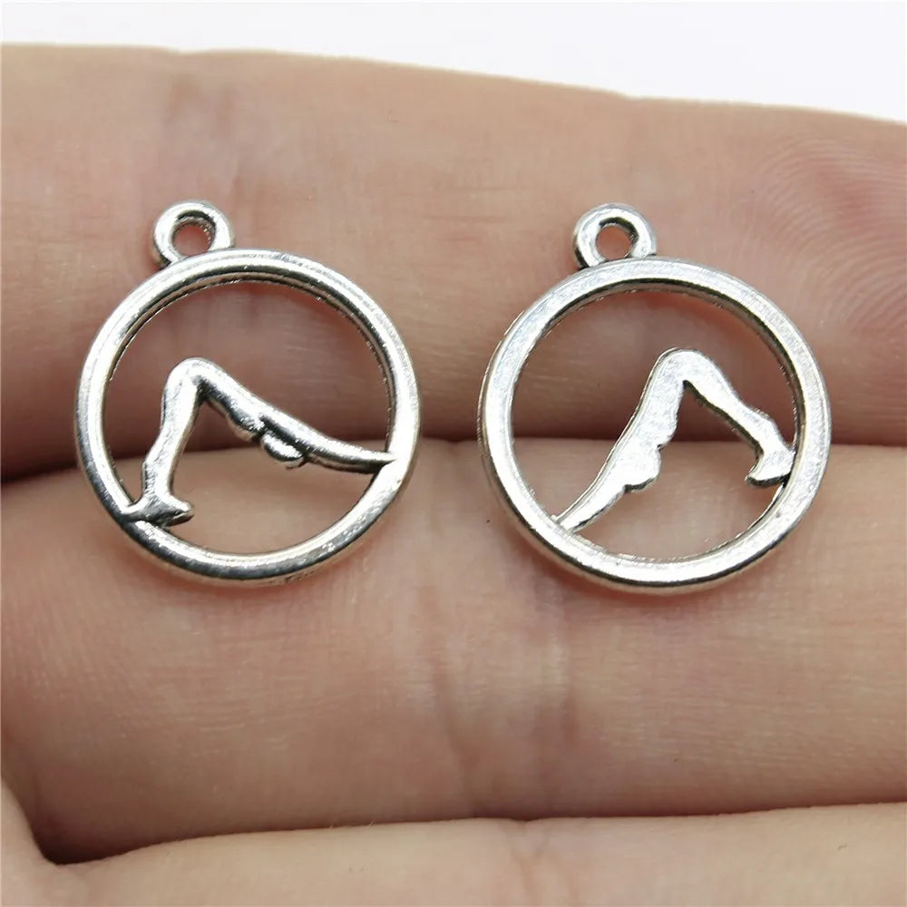 20pcs Charms Gymnastics Antique Silver Color Gymnastics Charms Jewelry Findings DIY Gym Charms Sport Wholesale