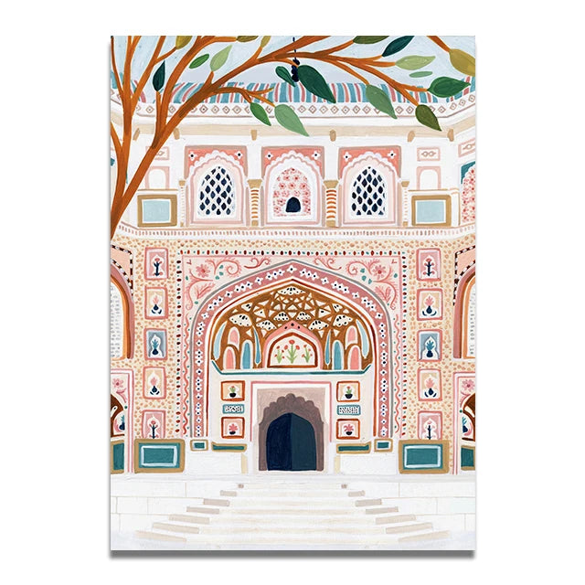 Santorini Lisbon Canvas Wall Art Print Poster Lake Como Central Park Decorative Painting Travel Mural Home Decor Gift Unframed