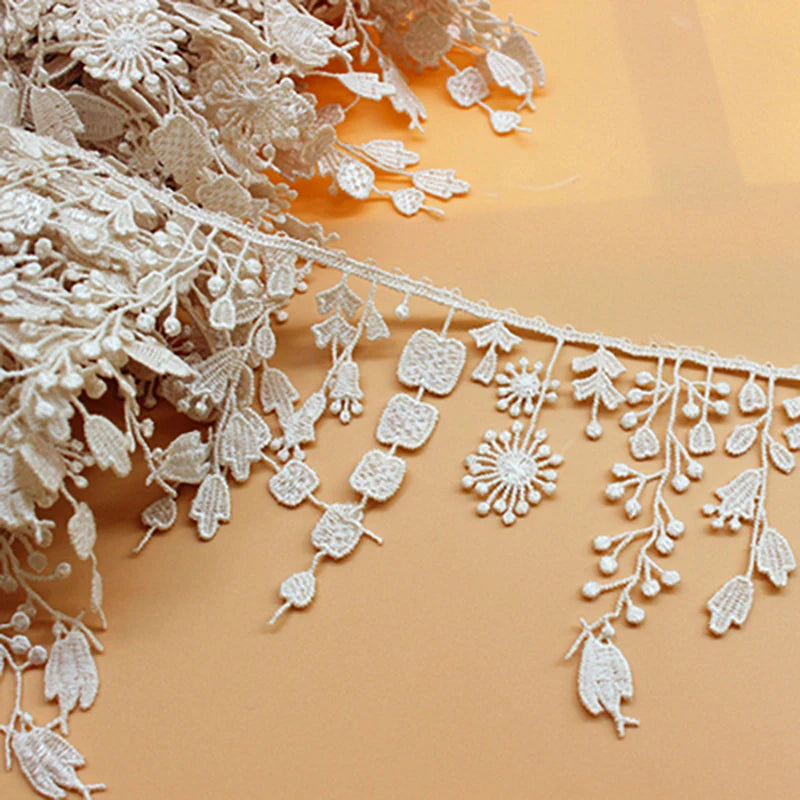 Embroidered Tassel Lace Trim | 1 Yard Decorative Fabric Ribbon | Sewing Trim for Clothing, Bags, Curtains & Crafts #SewingSupplies #LaceTrim