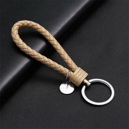 Braided PU Leather Keychain | Woven Rope Keyring with Metal Clasp | DIY Bag Charm, Key Holder & Craft Accessory