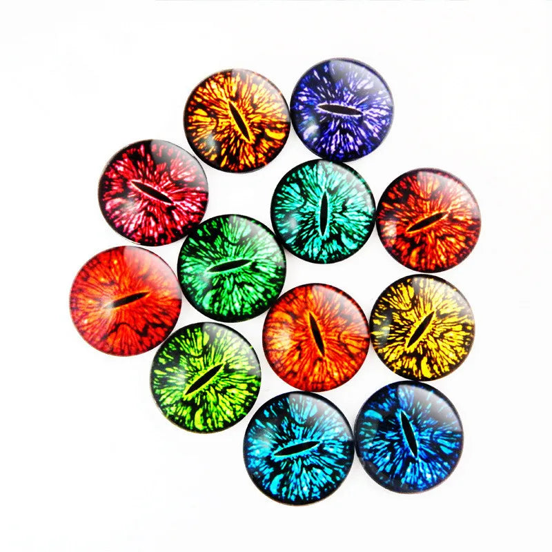 20pc Glass Eyes for Crafts | 8mm to 16mm Cat Dragon Dinosaur Eyes | Round Cabochons for DIY Dolls, Jewelry & Craft Making