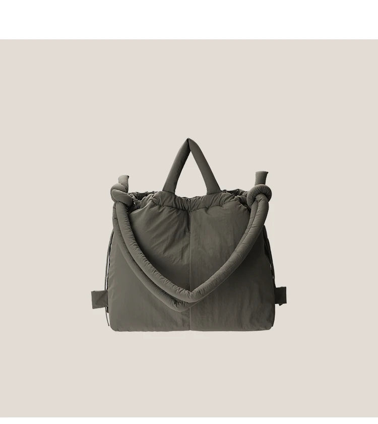Vintage Puffer Tote Bag – Large Capacity Nylon Shoulder & Crossbody Handbag