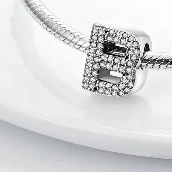 925 Sterling Silver A–Z Alphabet Charms | Initial Letter Beads for Charm Bracelets | DIY Jewelry Gift for Women