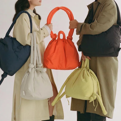 Vintage Puffer Tote Bag – Large Capacity Nylon Shoulder & Crossbody Handbag