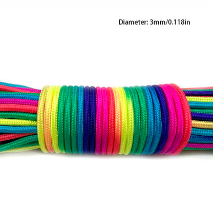 Rainbow Paracord Rope | 2mm, 3mm & 4mm 7-Strand Parachute Cord | DIY Bracelets, Camping, Survival & Craft Supplies