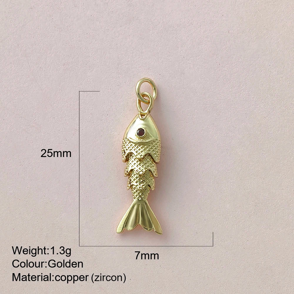 Cute Fish Charms | Gold Color Animal Pendants | Boho Charms for Earrings, Bracelets, Necklaces, Keychains & DIY Jewelry Making