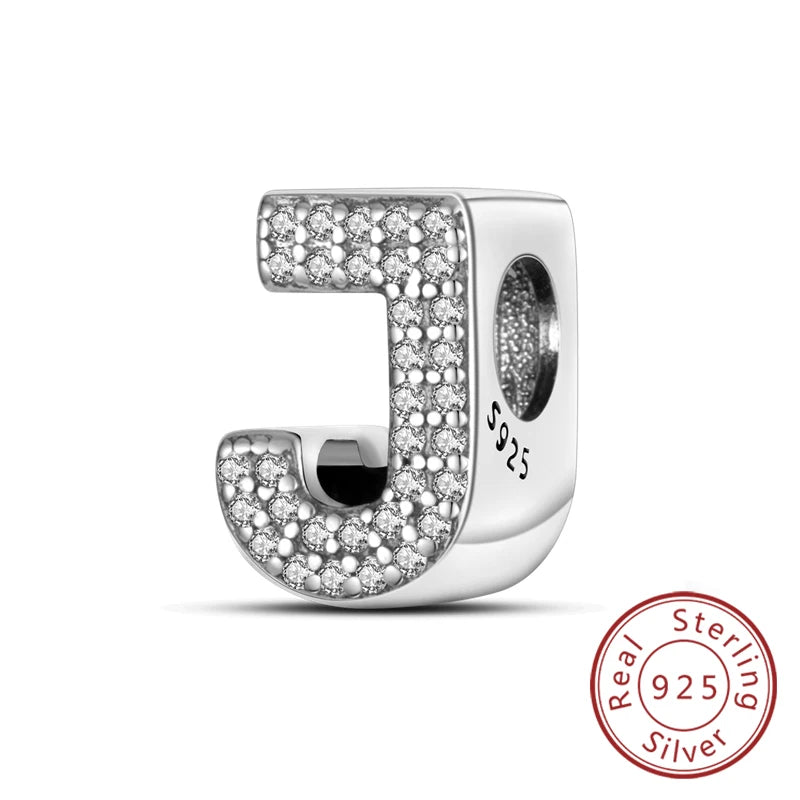 925 Sterling Silver A–Z Alphabet Charms | Initial Letter Beads for Charm Bracelets | DIY Jewelry Gift for Women