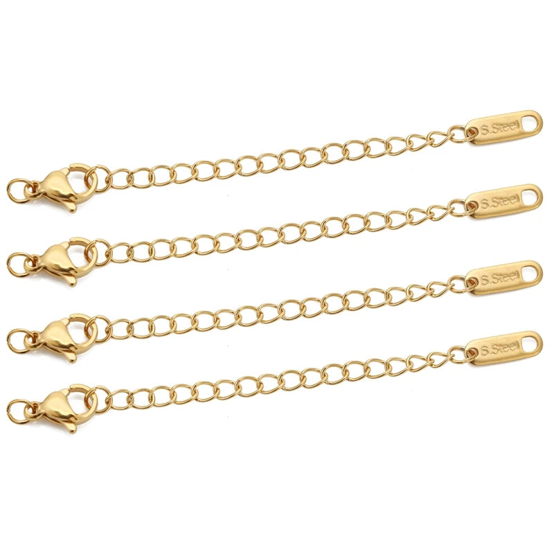 Stainless Steel Extension Chains with Lobster Clasps | 10pc Necklace & Bracelet Extenders | DIY Jewelry Making Findings