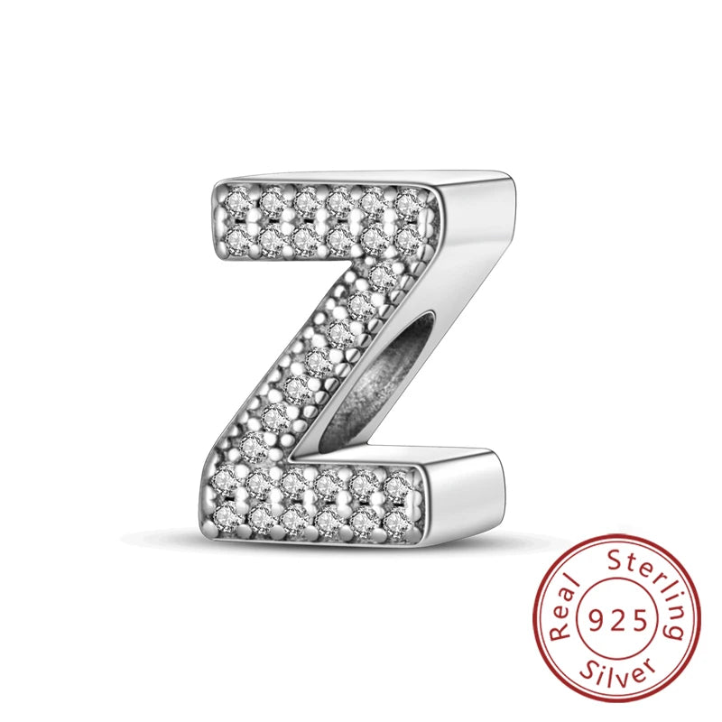 925 Sterling Silver A–Z Alphabet Charms | Initial Letter Beads for Charm Bracelets | DIY Jewelry Gift for Women