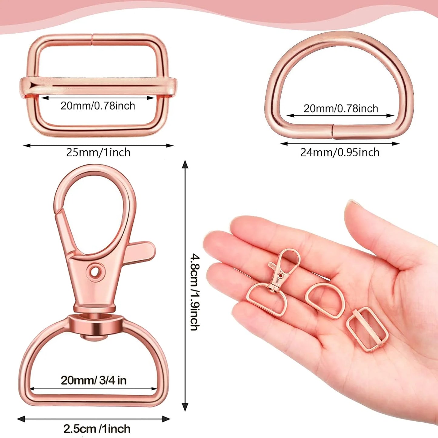 Swivel Clasp & D Ring Set | 15pc Lobster Claw Snap Hooks, D Rings & Slider Clasps | Keychain, Lanyard & DIY Craft Hardware