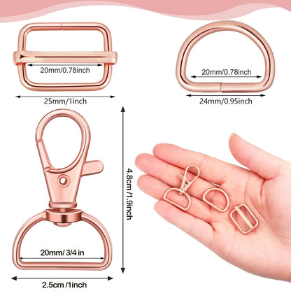 Swivel Clasp & D Ring Set | 15pc Lobster Claw Snap Hooks, D Rings & Slider Clasps | Keychain, Lanyard & DIY Craft Hardware