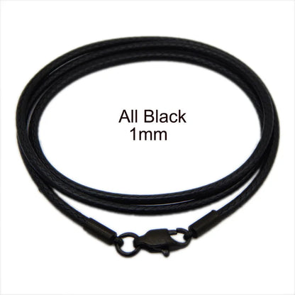 Waxed Leather Cord Necklace | Stainless Steel Clasp Pendant Chain | Adjustable 40–70cm for Men & Women
