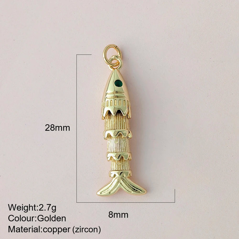 Cute Fish Charms | Gold Color Animal Pendants | Boho Charms for Earrings, Bracelets, Necklaces, Keychains & DIY Jewelry Making
