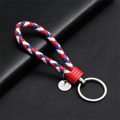 Braided PU Leather Keychain | Woven Rope Keyring with Metal Clasp | DIY Bag Charm, Key Holder & Craft Accessory