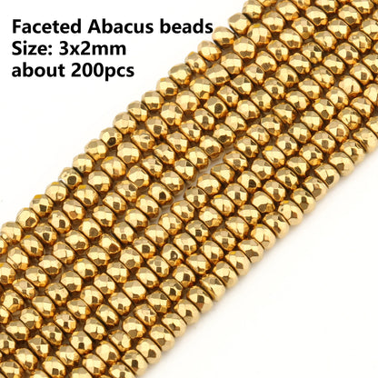 Gold Plated Hematite Beads | 4mm Heart, Cube, Rondelle & Irregular Spacer Beads | 15-Inch Jewelry-Making Strand