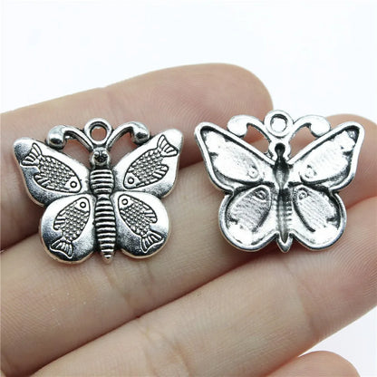 10 Antique Silver Butterfly Charms | Butterfly Pendants for DIY Jewelry Making | Bracelet, Necklace & Earring Supplies