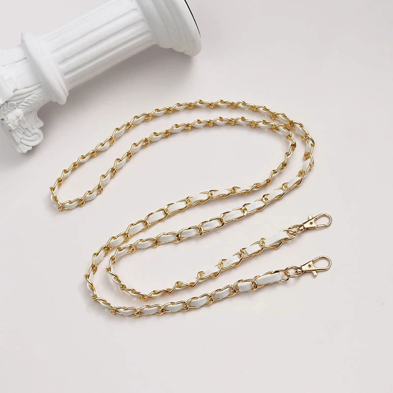 120cm Purse Chain Strap | Metal & Leather Crossbody Bag Chain | 47in Replacement Shoulder Strap for Handbags & DIY Bag Making