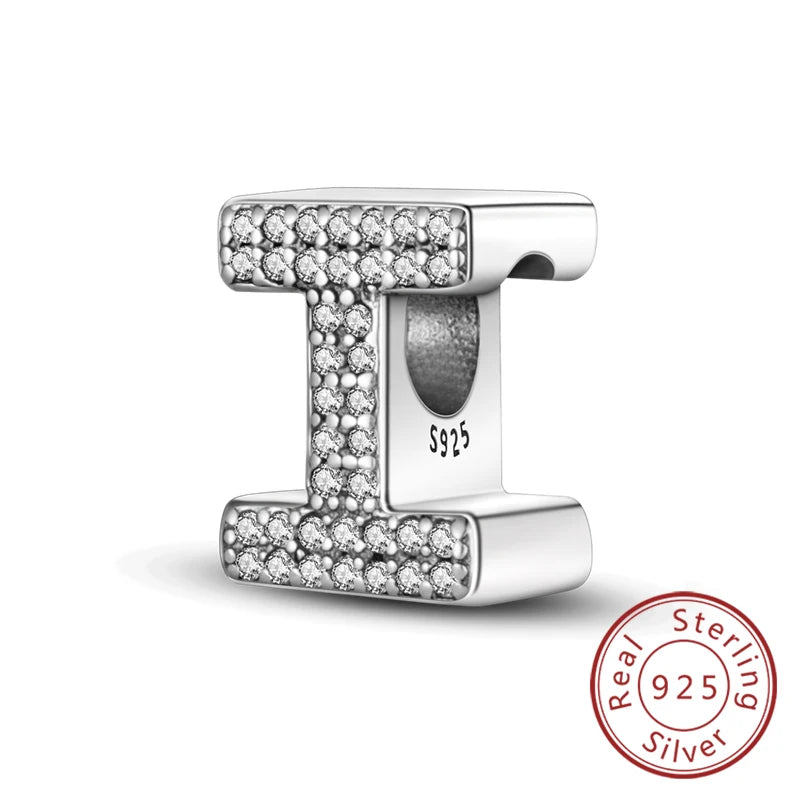 925 Sterling Silver A–Z Alphabet Charms | Initial Letter Beads for Charm Bracelets | DIY Jewelry Gift for Women