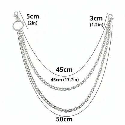 Metal Wallet Chain | Punk Hip Hop Belt Chain with Hook & Keyring | Pants Waist Chain for Keys, Wallets & DIY Accessories