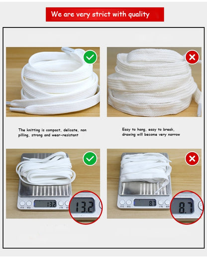 Premium Flat Shoelaces | White & Black Replacement Sneaker Laces | 28"–63" (70–160cm)