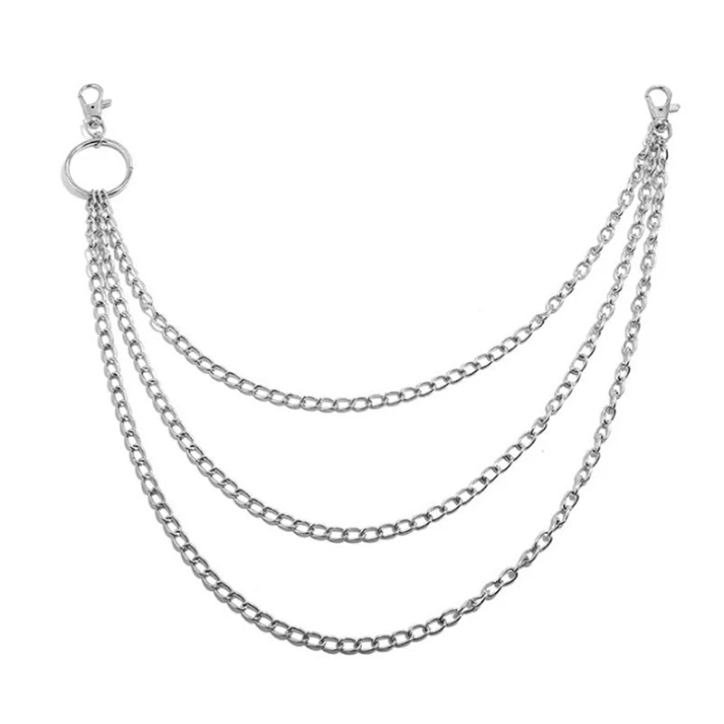Layered Pants Chain with Large Ring | Zinc Alloy Wallet Chain for Jeans | Punk Rock Waist Accessory