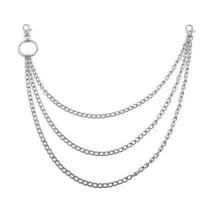 Layered Pants Chain with Large Ring | Zinc Alloy Wallet Chain for Jeans | Punk Rock Waist Accessory