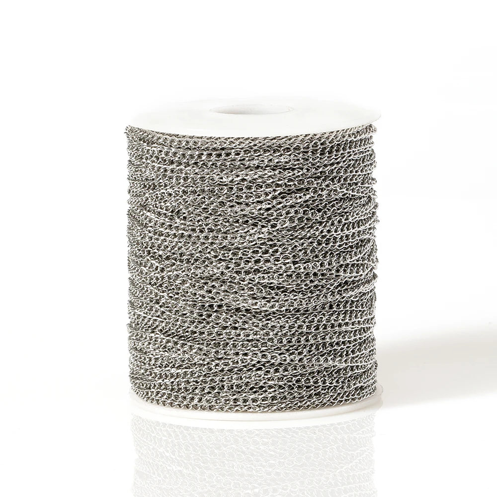 Stainless Steel Jewelry Chain 10 Meter Roll | 2x3mm, 3x4mm &amp; 4x5mm Link Chain | Bulk Necklace & Bracelet Making Supplies